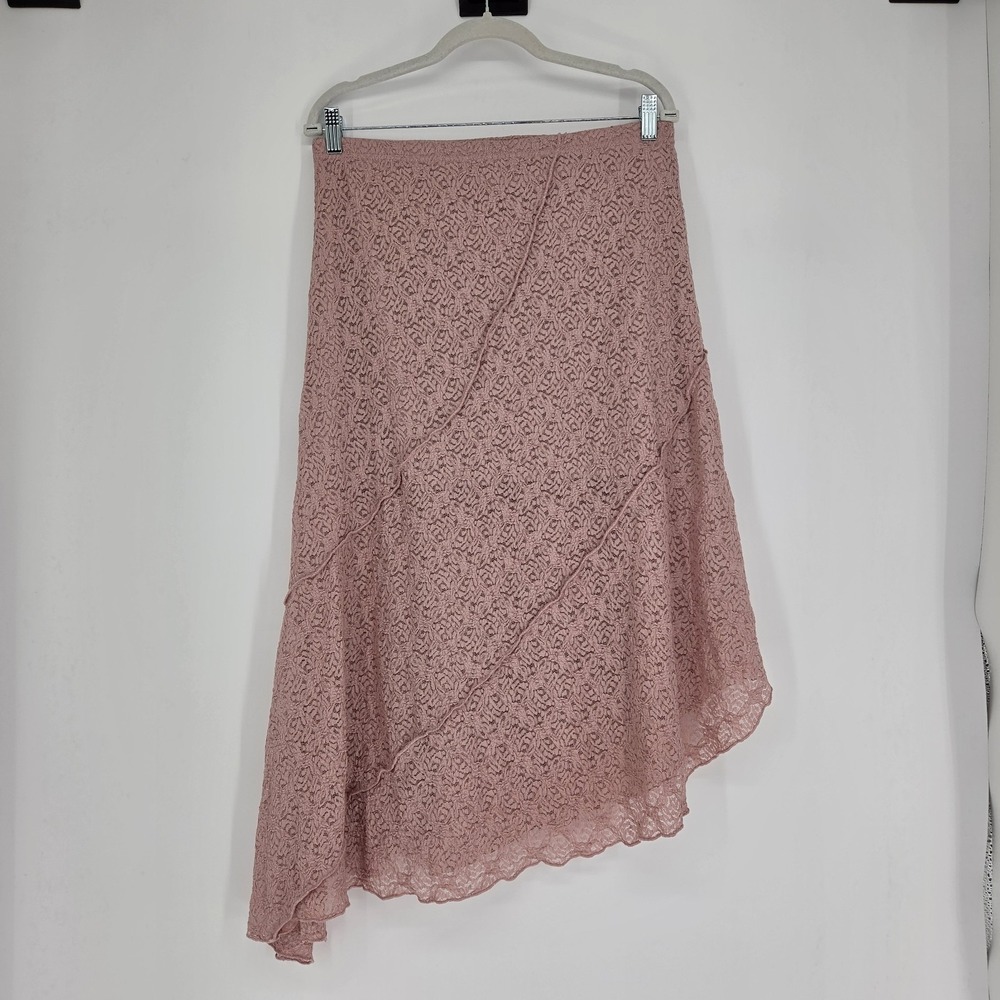 Womens Asymmetric Lace Midi Skirt Large Coquette Cowgirl Festival Fairy Party